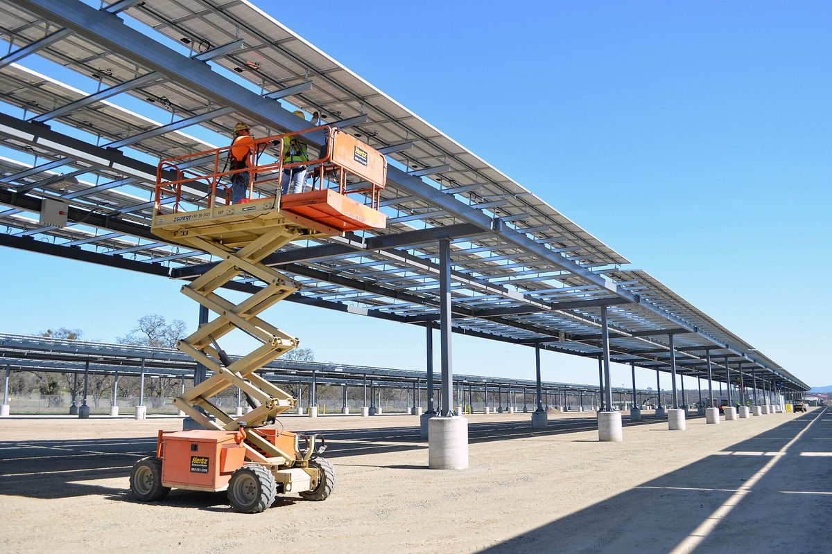 A solar installation in progress